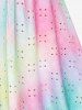 Plus Size Hollow Out Tie Dye Flutter Sleeves Strappy T-shirt -  