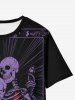 T-shirt Gothique Rose Squelette Graphique - Noir 5XL