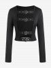 Gothic Buckled Grommets Cutout Crop Top -  
