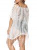 Plus Size Off The Shoulder Fringe Beach Cover Up Top -  