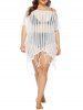 Plus Size Off The Shoulder Fringe Beach Cover Up Top -  