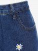 Plus Size Daisy Embroidered Mini Bodycon Denim Skirt -  