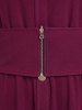 Robe Mi-longue Mouchoir Boutonnée à Manches Roulées de Grande Taille - Rouge foncé 4X
