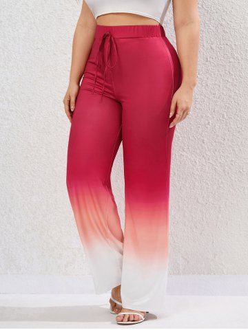 Pantalon Ombre à Jambes Larges Grande Taille - RED - L | US 12