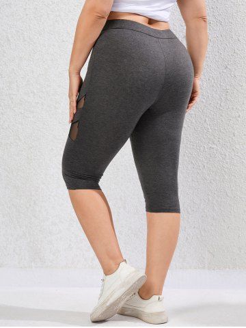 Plus Size Sheer Mesh Panel Skinny Capri Leggings