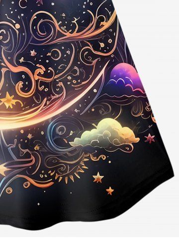 Gothic 3D Sun Moon Cloud Glitter Print Cami Top