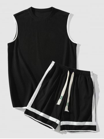 Color Spliced Tank Top and Shorts Athletic Set