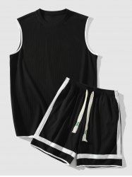 Color Spliced Tank Top and Shorts Athletic Set -  