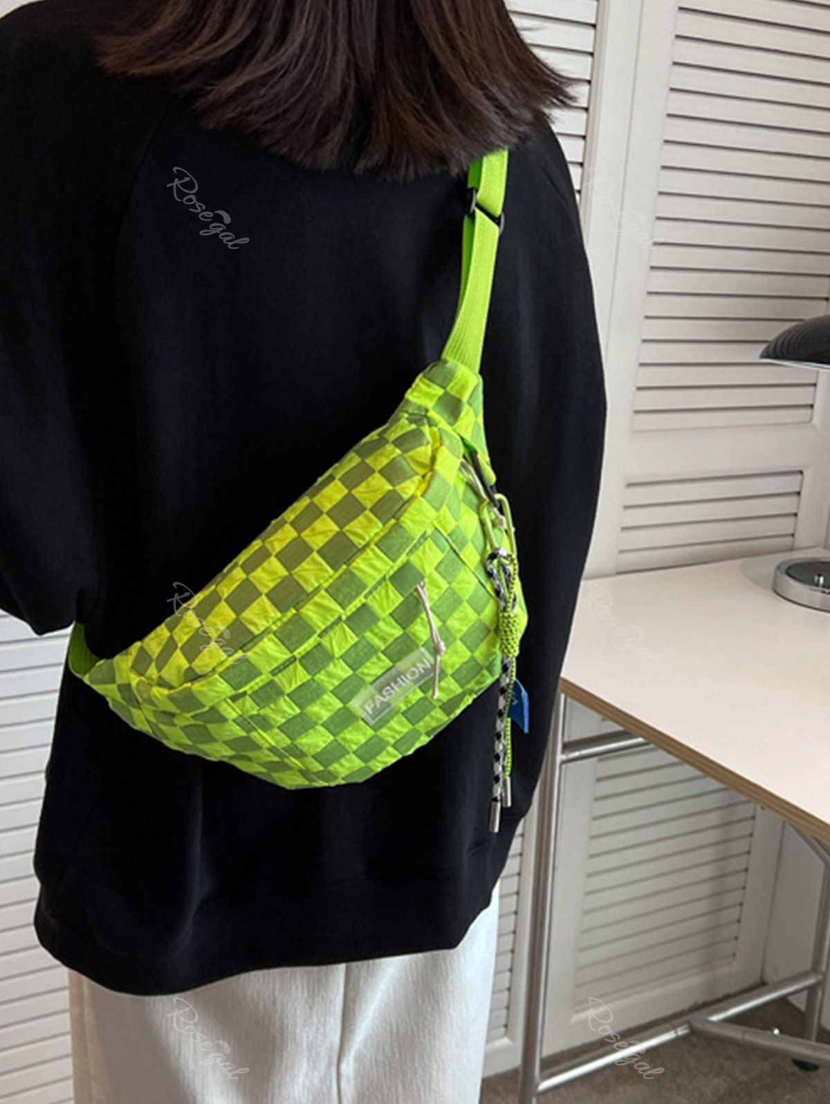 New Canvas Checkerboard Sling Bag  