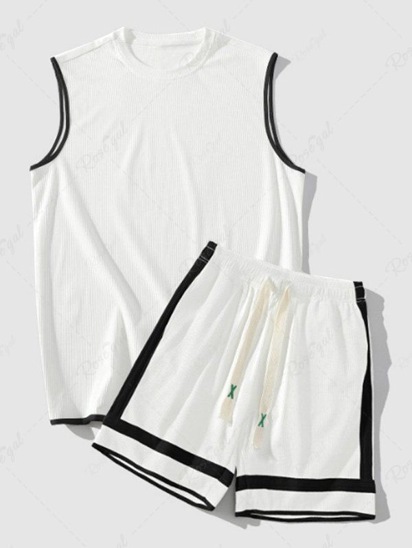 Outfits Color Spliced Tank Top and Shorts Athletic Set  