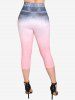 Legging Corsaire 3D Teinté Imprimé de Grande Taille - Rose clair 1X