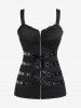 Gothic Zipper Grommets PU Leather Straps Lace Up Top -  