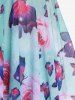 Plus Size Butterfly Print O-ring Buckle Panel Hollow Out Boyleg Tankini Swimsuit -  