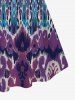 Haut Tankini à Dos Nu Imprimé Bloc de Couleur et Col Halter - Pourpre  L