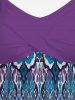 Haut Tankini à Dos Nu Imprimé Bloc de Couleur et Col Halter - Pourpre  L