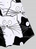 Haut Tankini à Bretelles Spaghetti à Dos Nu Imprimé Chat Noir 3D - Noir 1X
