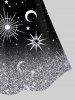 Haut de Tankini Brillant 3D Etoile Lune et Soleil Imprimés à Paillette sans Dos - Noir 6X