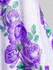 Plus Size 3D Rose Leaves Print Short Sleeve T-Shirt -  