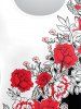 Plus Size 3D Rose Leaf Colorblock Print Short Sleeve Valentines T-Shirt -  