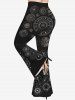 Gothic 3D Sun Moon Star Glitter Print Flare Pants -  