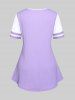 T-shirt Texturé Croisé Découpé Bicolore de Grande Taille - Violet clair 2X | US 18-20
