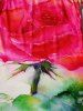 Rose Watercolor Painting Print V Neck A Line Dress -  