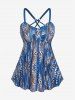 Leopard Print Twist Crisscross Boyleg Tankini Swimsuit -  