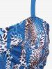 Leopard Print Twist Crisscross Boyleg Tankini Swimsuit -  