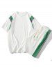 Colorblock Textured Short Sleeves T-shirt and Shorts Athletic Set -  