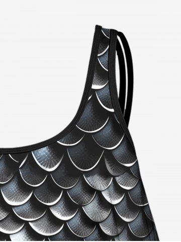 Gothic 3D Mermaid Printed Spaghetti Strap Tankini Top