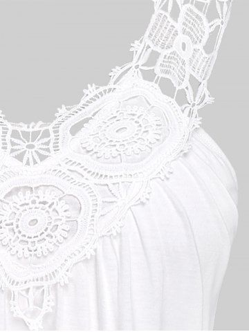 Plus Size Guipure Lace Panel Flounce Layered Tank Top