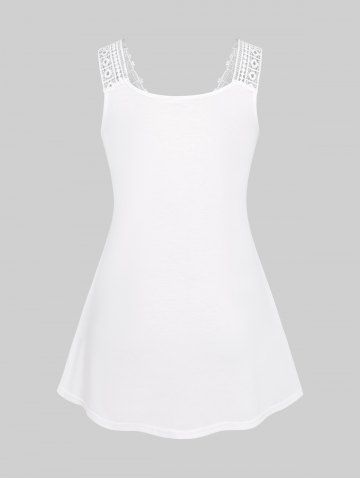 Plus Size Guipure Lace Panel Flounce Layered Tank Top