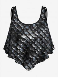 Haut de Tankini Gothique 3D Sirène Imprimé à Bretelle Fine - Noir M