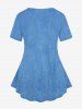 T-shirt à Imprimé Papillon 3D à Manches Courtes Grande Taille - Bleu 