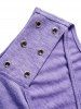 Plus Size Heather Crisscross Cut Out Grommet Cold Shoulder T Shirt -  