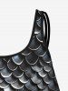 Haut de Tankini Gothique 3D Sirène Imprimé à Bretelle Fine - Noir M
