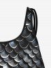 Haut de Tankini Gothique 3D Sirène Imprimé à Bretelle Fine - Noir 4X