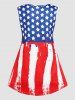 Star Striped Print Colorblock Button American Flag Tank Top -  
