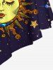 Haut de Tankini Superposé 3D Etoile Lune et Soleil Imprimés à Bretelle Fine - Bleu profond 4X