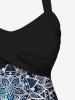 Haut de Tankini 3D Cachemire Imprimé à Chaîne Tordu à Col Halter sans Dos - Bleu M