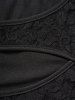 Plus Size Plain Color Peekaboo Cut Lace Panel Casual T Shirt -  