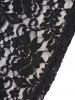 Plus Size Plain Color Peekaboo Cut Lace Panel Casual T Shirt -  