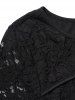 Plus Size Plain Color Peekaboo Cut Lace Panel Casual T Shirt -  