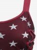 Plus Size Stars Printed Lace Up Tank Top -  