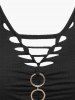 Plus Size O-Ring Lace Back Hollow Out Short Sleeves T-Shirt -  