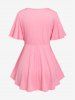 T-shirt Noué Sanglé de Grande Taille à Manches Bouffantes - Rose clair 2X | US 18-20
