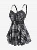 Plus Size Plaid Button Chains Buckle Belted Cami Top -  