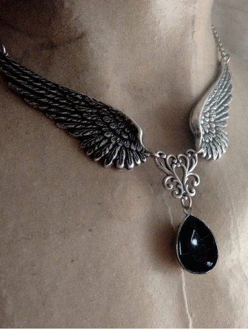 Angel Wings Pendant Necklace - BLACK