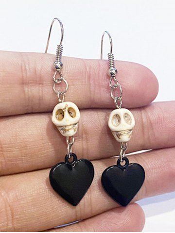 Gothic Skull Hearts Drop Earrings - MULTI