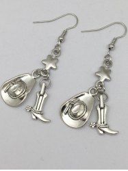 Vintage Western Cowboy Hat Boots Drop Earrings -  